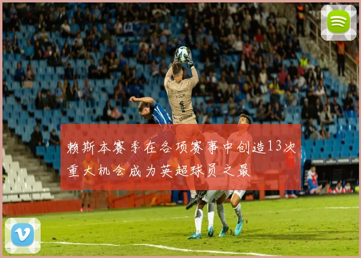 赖斯本赛季在各项赛事中创造13次重大机会成为英超球员之最